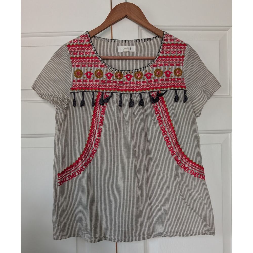 THML Lightweight Embroidered Tassel Top